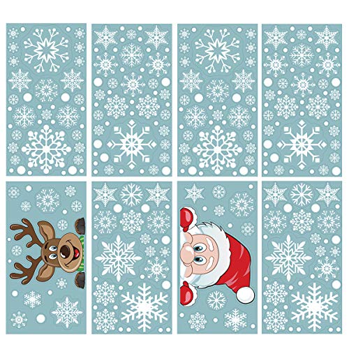 image for LOKIPA Christmas Clings 300pcs Decals Stickers for Window Santa Claus 