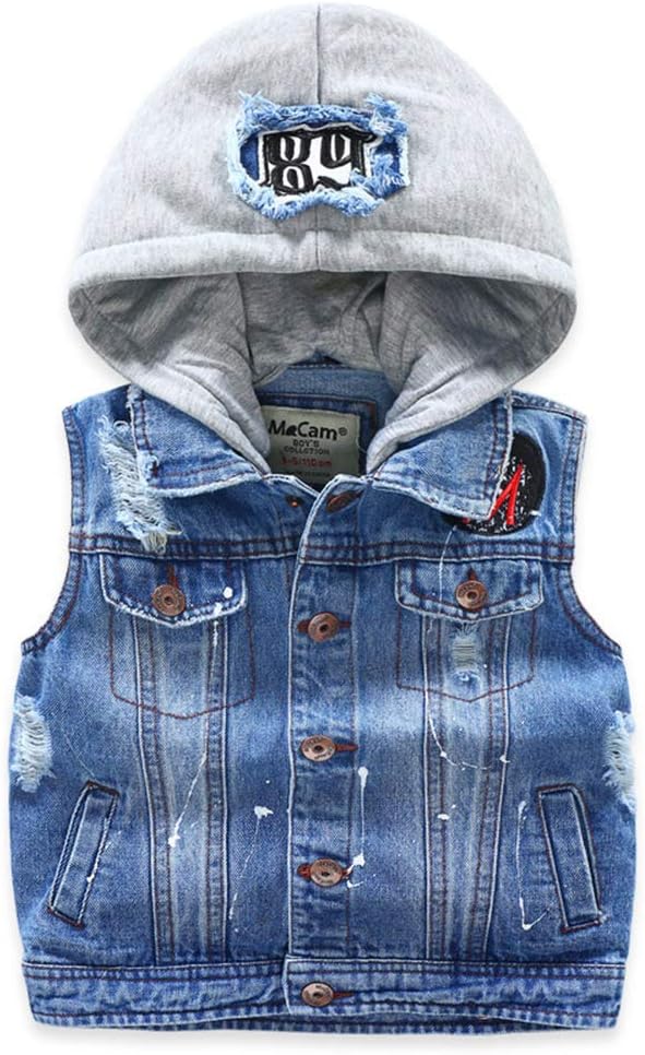 SITENG Boys Cowboy Single-Breasted Vest Jacket Child Denim Sleeveless Jeans Vest