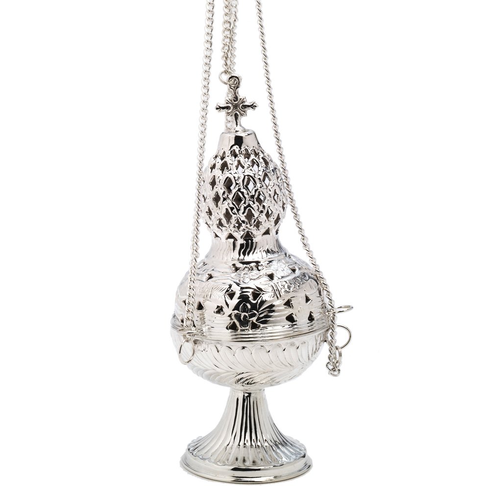 NKlaus Christmas Censer silver plated cross chain 90cm hanging vessel swivel deco large 7625