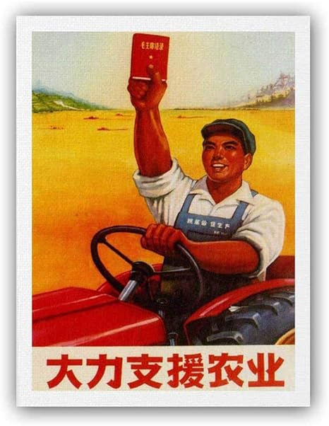 Amazon 映画 ポスター プロパガンダ政治共産主義中国サポートファーム毛沢東本 ポスター アートキャンバス絵画 インテリアポスター プリント 約90x60cm アートフレーム ポスター オンライン通販