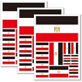 QQSD Egypt Flag Sticker Egyptian Decal in Multiple Sizes (3 Pack, 11.7 x 8.3 Inches)
