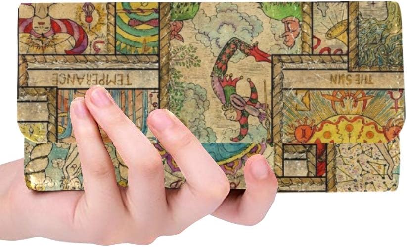 Unique Custom Old Tarot Cards Vertical Women Trifold Wallet Long Purse Credit Card Holder Case Handbag