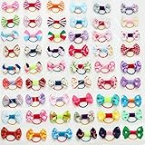 Blyyasgi 20 Pieces/pack Kids Pet Doggy Pup's Hair Head Flower Rubber Band Hair Bows for Small Puppy