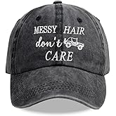 Messy Hair Don’t Care Hat for Women, Adjustable Wash Cotton Embroidered Hot Mess Mama Baseball Cap