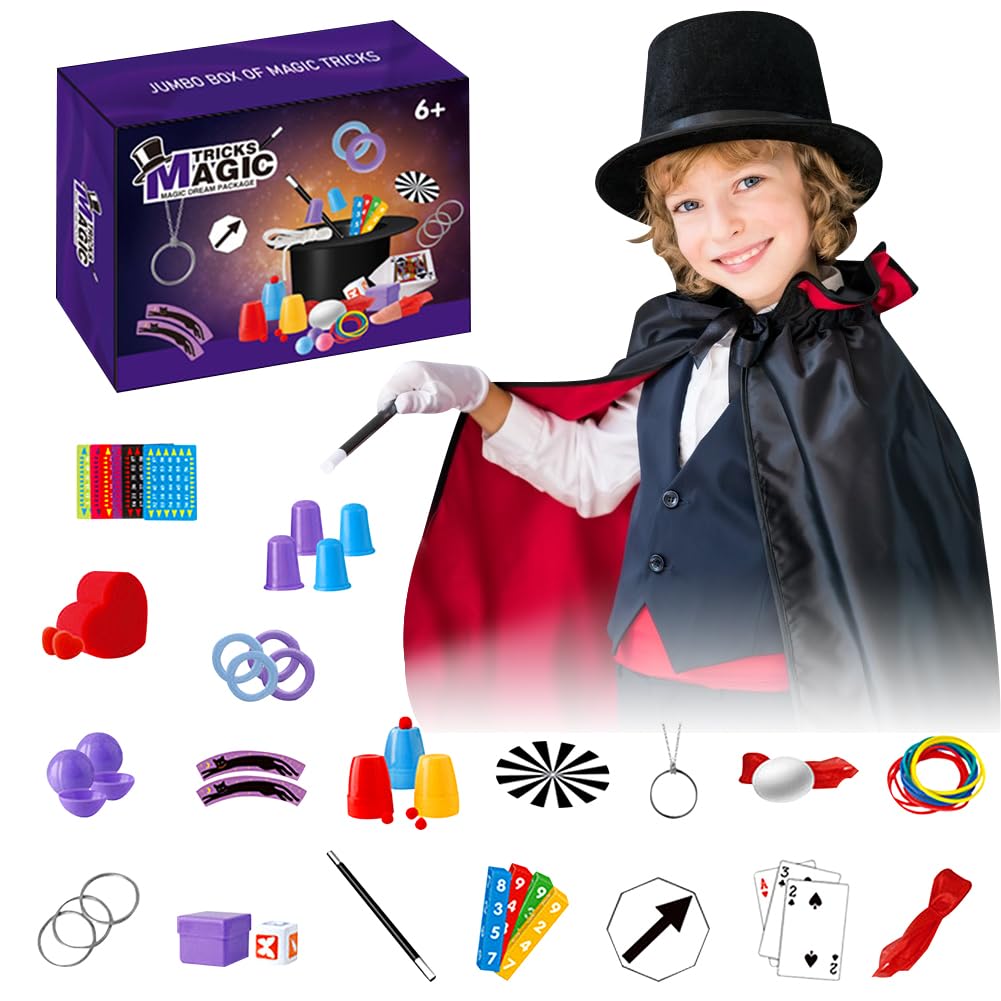 MIFKLMV Kids Magic Set - 90+ Magic Tricks for Kids, with Magic Wand & Instruction Manual for Pretend Play Toys for Kid Ages 6-12 Years to to Perform, Magic Toy Gifts for Girls Boys Beginners