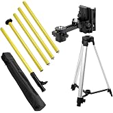 QWORK Laser Level Pole, 12 Ft./3.7M Adjustable Telescoping Laser Pole with Tripod, 1/4-Inch by 20-Inch Mount, Includes 5/8"-11 Adapter