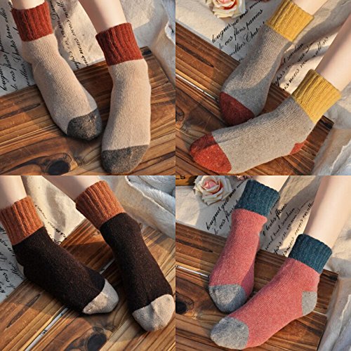 Womens Soft Winter Socks,Vintage Style Thick Crew Soft Wool Knit Comfortable Warm Socks 5-pack, One Size (3-7), Multicolor