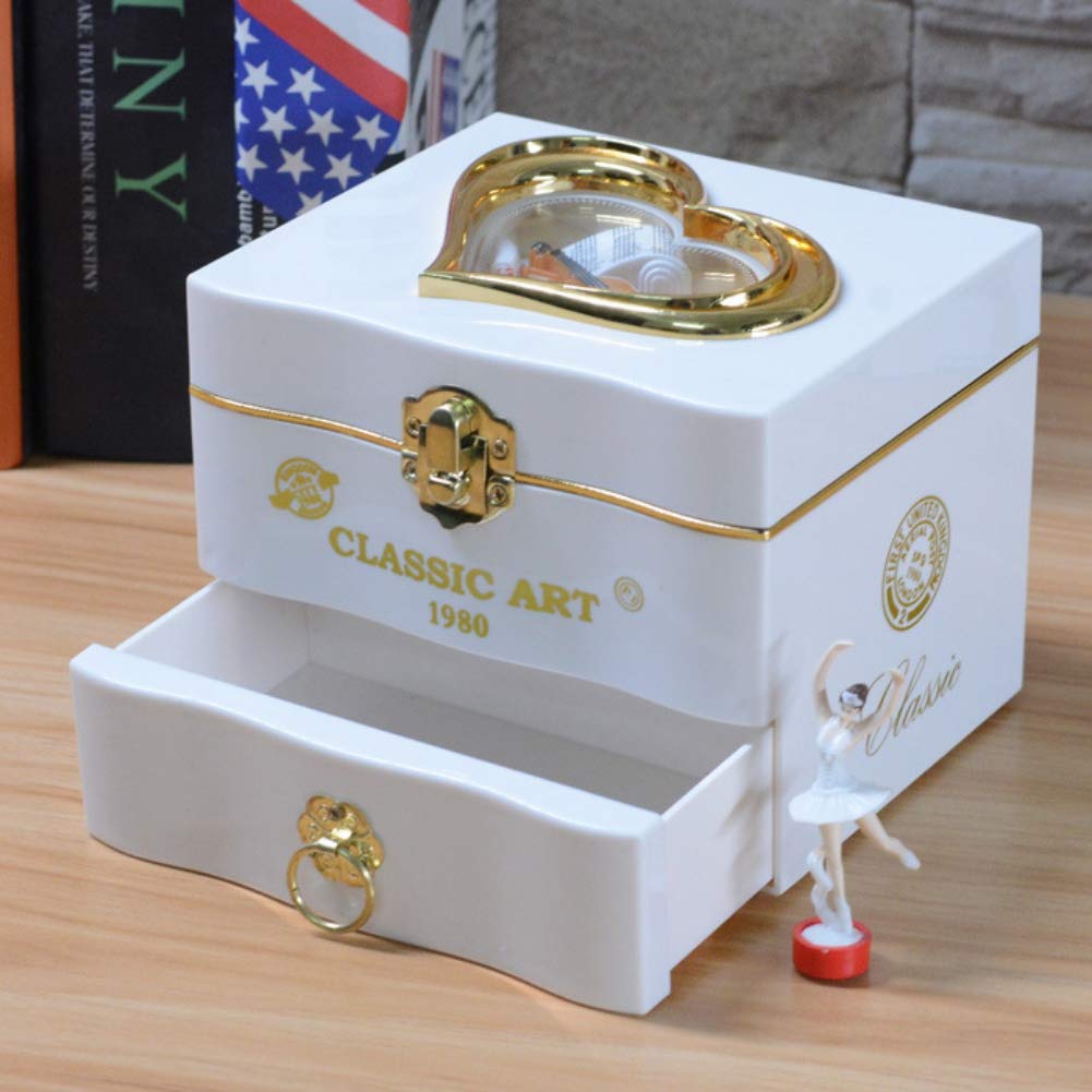 Dkhsy Musical Jewelry Box Music Box Jewel Storage Case with Dancing  Ballerina Girl Figurines and Pullout Drawer for Girls