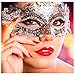 Masquerade Mask Shiny Metal Rhinestone Venetian Pretty Party Evening Prom Mask (Silver Gray)