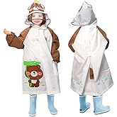 ANYOO Kids Rain Poncho with Hood Reusable Rain Jacket Lightweight & Durable Raincoats for Boys and Girls for Travel Outdoor