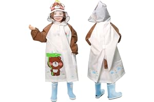 ANYOO Kids Rain Poncho with Hood Reusable Rain Jacket Lightweight & Durable Raincoats for Boys and Girls for Travel Outdoor