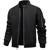 Polu Men's Bomber Jackets with Pockets Lightweight Windbreaker Jackets 2-Way Zipper Casual Business Fall Winter Coat