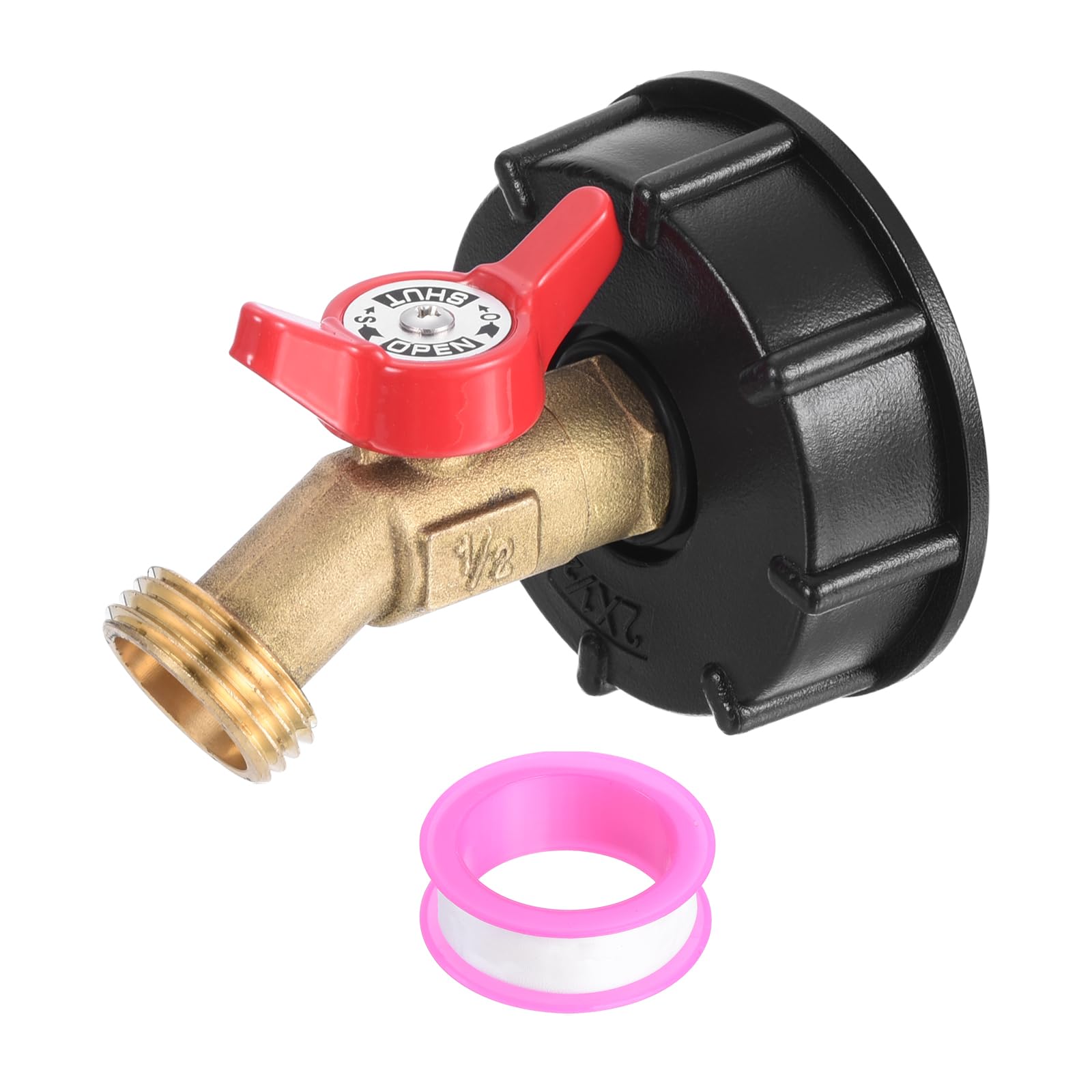 PATIKIL IBC Tote Adapter 275-330 Gallon IBC Tote Tank Adapter 2" Coarse Thread 3/4" GHT Brass Hose Faucet Valve Tool IBC Water Tank Fitting for Garden Hose