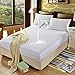 IB SOUND Queen Waterproof Quilted Cover Dust Mite Proof & Deep Pocket Fitted Skirt 18 Inch Breathable & Machine Washable Mattress Pad Protector, White