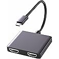 USB C to Dual HDMI Adapter for 2 Monitors, HDMI Splitter, Docking Station, Laptop Connected to Two Monitors, Extended Display (Only Support Windows)