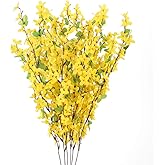 HO2NLE 6 PCS 25.5" Fake Flowers Yellow Flower Silk Artificial Forsythia Branches Long Stem Spring Flowers Artificial for Decoration Indoor Outdoor Wedding Home Bedroom Yard Cemetery