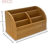 Osco Bamboo 5-Compartment Desk Organiser - Slim Wooden Stationery Holder view 2