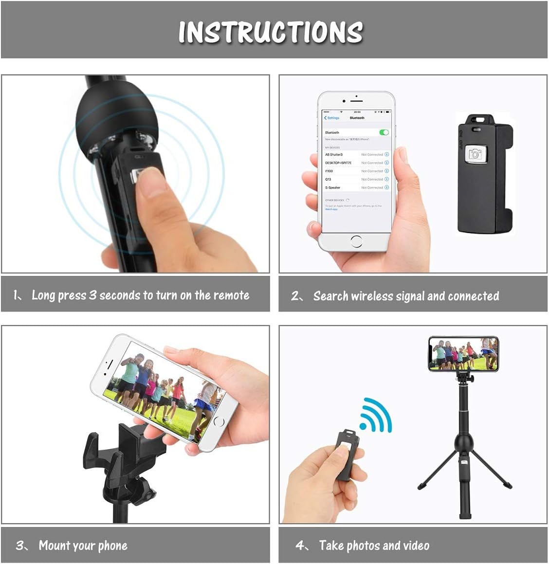 Selfie Stick, Professional 45-Inch Selfie Stick Tripod, Extendable Selfie Stick with Wireless Remote and Tripod Stand for iPhone 6 7 8 X Plus/Samsung Galaxy Note 9/S9 Plus and More: Camera & Photo