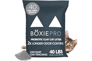 BOXIEPRO Boxie® Probiotic Cat Litter 40 Day Natural Odor Control, 40lb Clumping Kitty Litter (Clay)