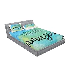 Ambesonne Lifestyle Fitted Sheet & Pillow Sham