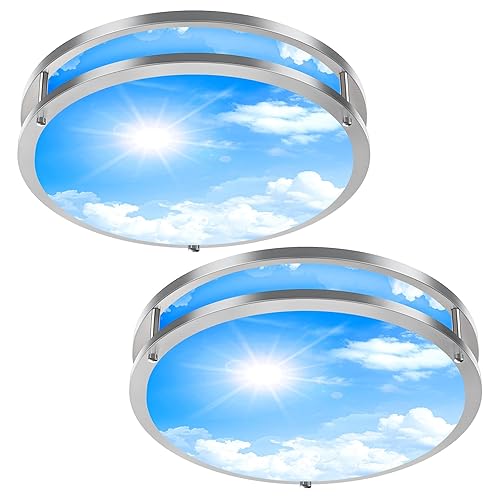 OYKYOHEI 2 Pack 24W LED Ceiling Lights for Hallway Bedroom Kitchen, 12 Inch Dimmable Modern Flush Mount LED Ceiling Light Fixture, 6500K/5000K/4000K/3500K/3000K Adjusted Modern Lamps