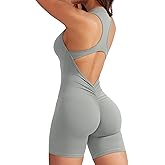YEOREO Jumpsuits for Women Zip Up Workout Backless One Piece Tummy Control Sleeveless Emma Sexy Yoga Bodysuits