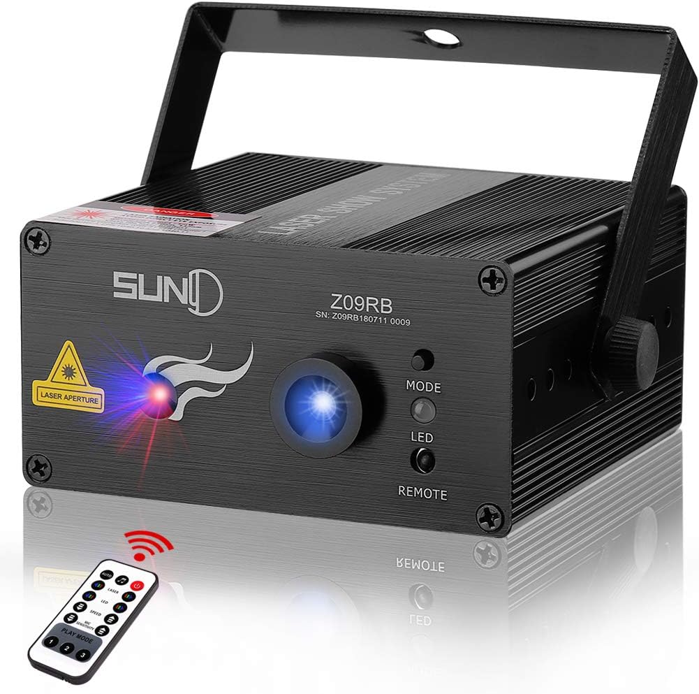 SUNY Laser Lights for Party Music Laser Projector Green Blue 8 Gobos Laser Lights Blue LED Projector Remote Control Sound Activated Stage Lighting Dance Home Decorative Xmas Holiday DJ Light Show