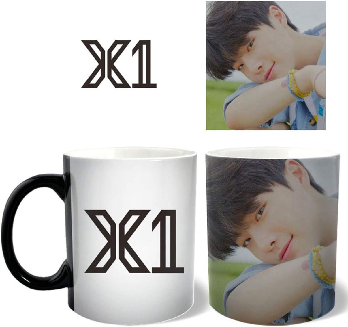 HongG Rare Kpop x1 Produce x 101 Album Quantum LEAP Mug Cups Ceramic Coffee Tea Cup Heating Water Discoloration Mug Best Color Changing Cup for Fans(Cho Seung Youn)