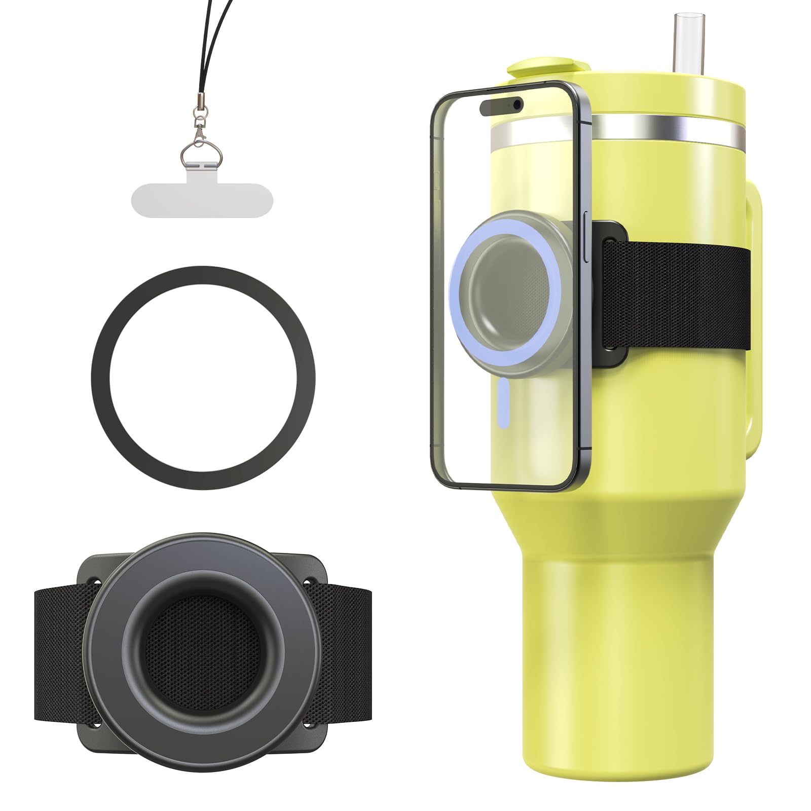 Photo 1 of KLEANMAX Magnetic(for MagSafe) Phone Holder Strap for Water Bottle with Metal Ring, Adjustable Water Bottle Strap for Stanley, Yeti, Hydro Flask Cup