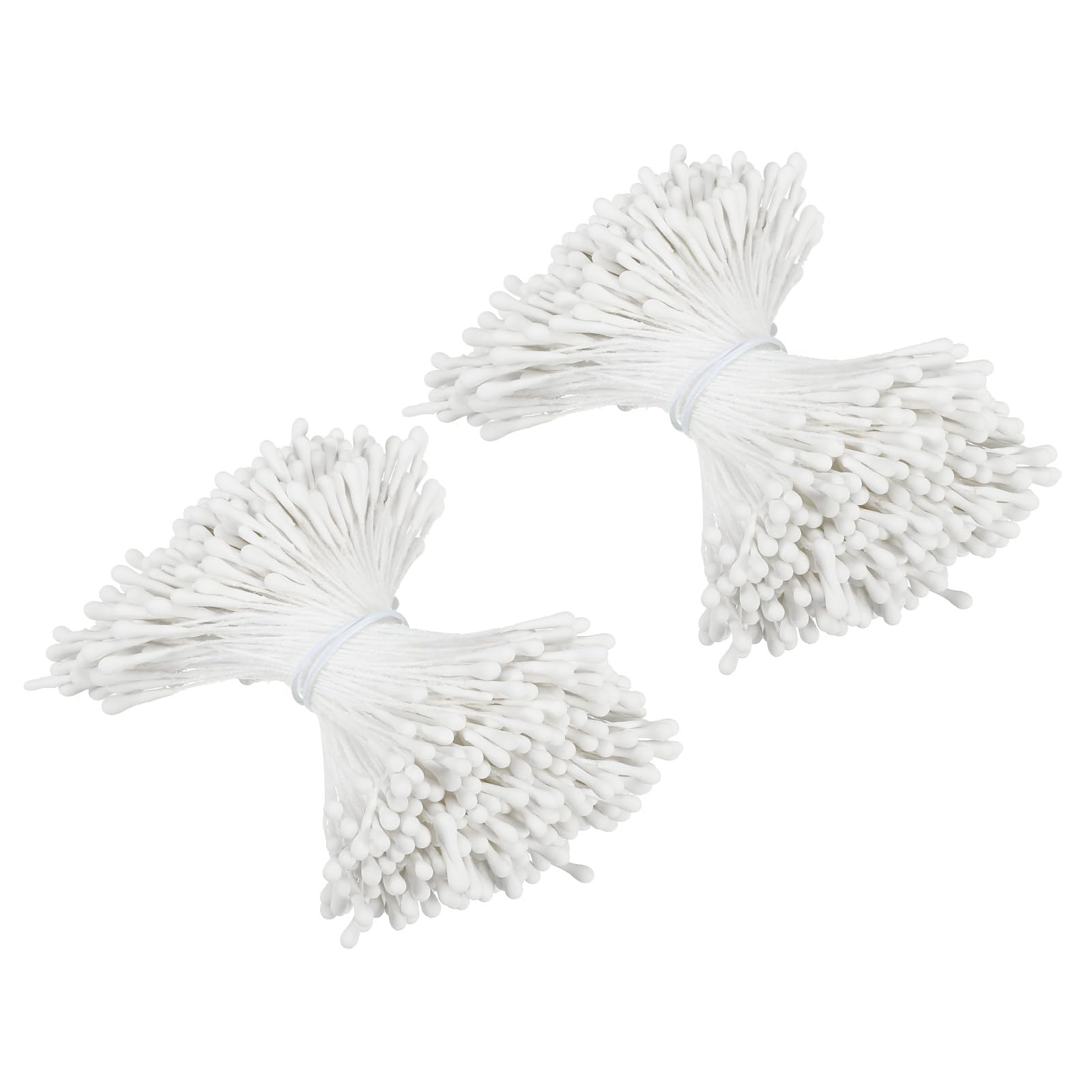 PATIKIL 2mm Double Heads Flower Stamen, 700 Pcs Artificial Flower Stamen Pistil Matt Pearl Floral Stamen for DIY Christmas Card Wedding Decor, White