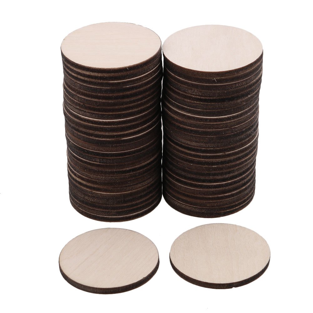 RDEXP 40mm Diameter Blank Round Wooden Pieces Natural Unpainted Wood