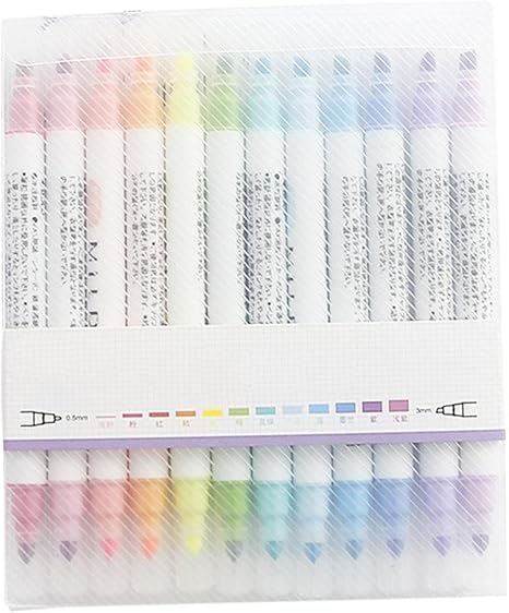 Textmarker Set Doppelkopf Textmarker Regenbogenfarben Pastell Textmarker Fur Studenten Buro Klassenzimmer Verschiedene Farben 12 Farben Amazon De Kuche Haushalt
