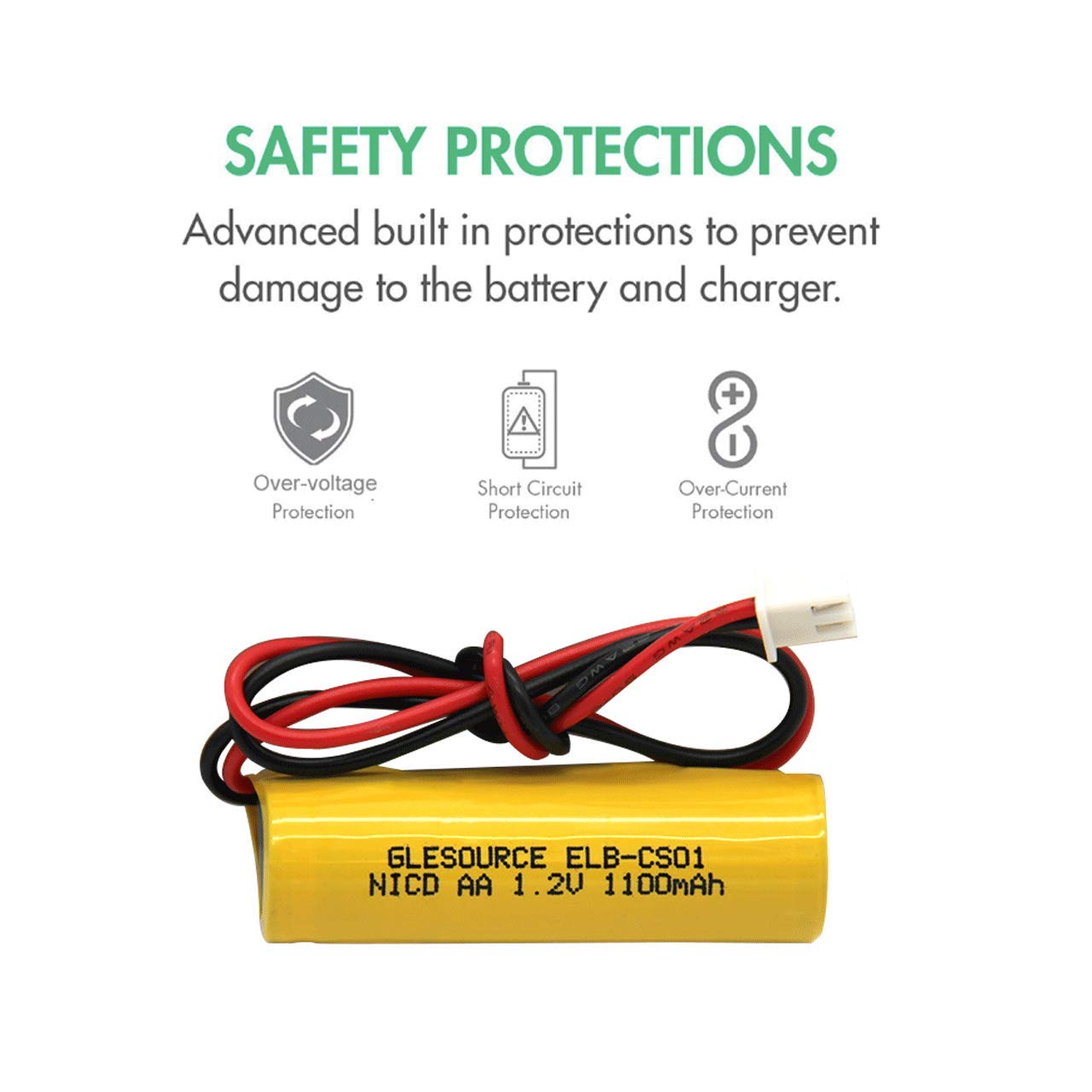 AA 1100mAh 1.2V Emergency Light Battery Compatile for ELB-CS01, EXR EL 122 C4T,Custom 332,Unitech OSA268(2 Pack)