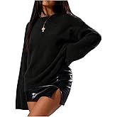 RoseSeek Women's Oversized Sweaters Crew Neck Long Sleeve Jumper Fuzzy Knit Pullover Tops