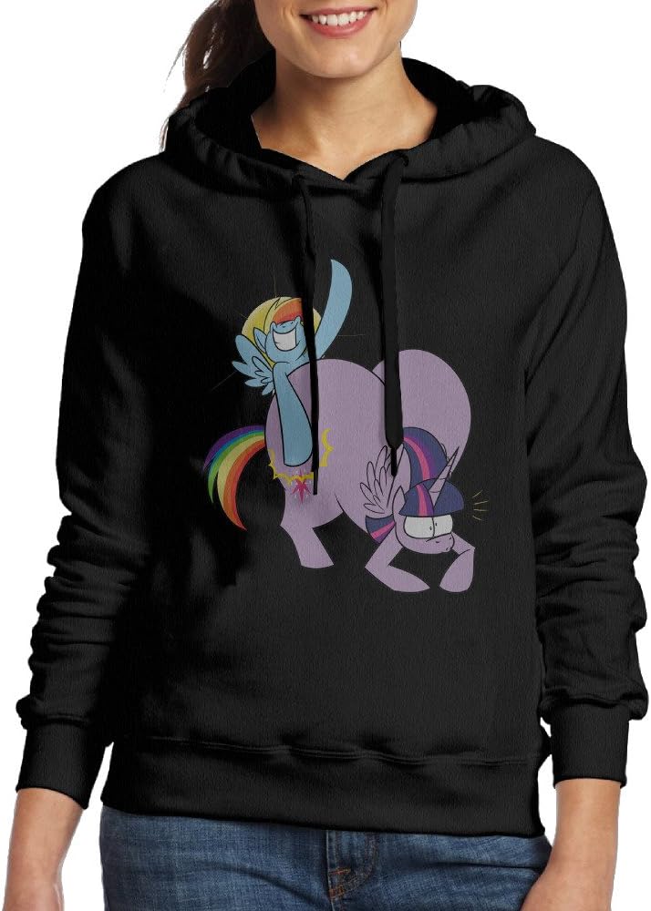 FUOCGH Women's Pullover Rainbow Dash Hoodie Sweatshirts Black