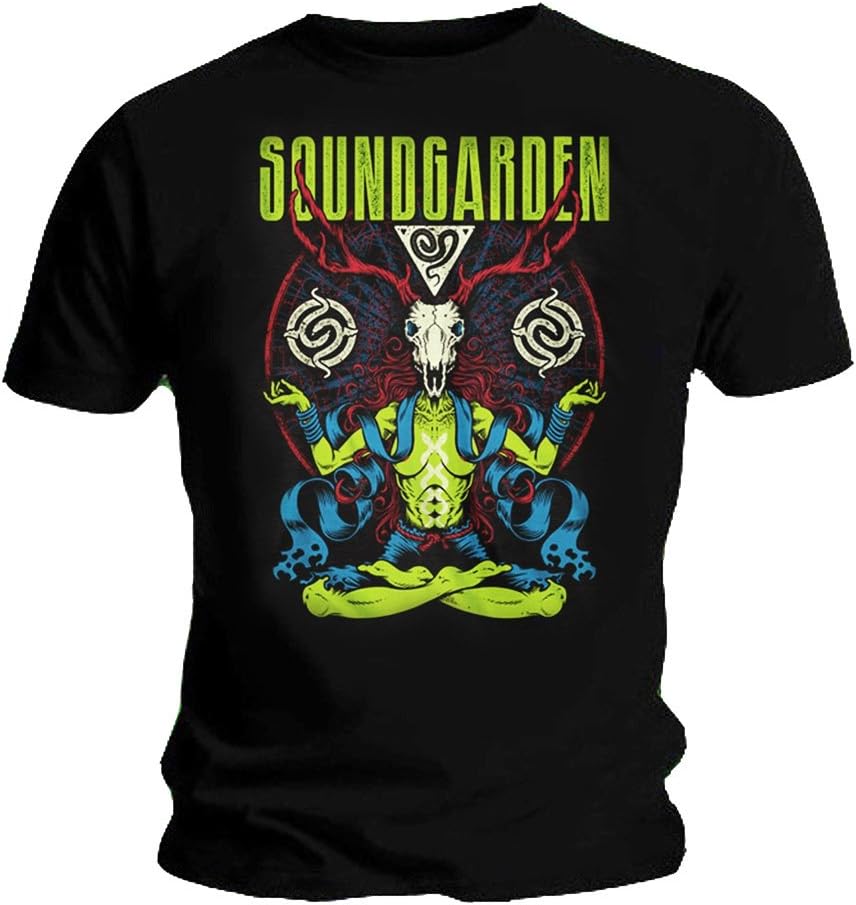 Official T Shirt Soundgarden Black Hole Sun Antlers Skull