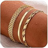 Coshilta Gold Bracelets for women 14K Gold Bangle Bracelet Stack - Adjustable Waterproof Trendy Bracelets Gold Filled Stacks Bangles Link Chain Gold Bracelet Non Tarnish for Women Jewelry Gifts