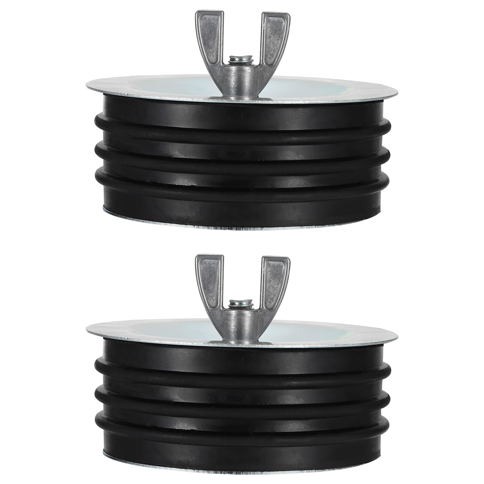 PATIKIL 4 Inch Sewer Cleanout Cap, 2 Pcs Steel Mechanical Test Plug Expansion Pipe Plug, Black