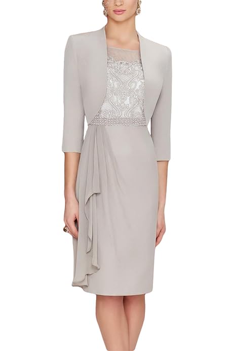 light gray mother of the bride dress