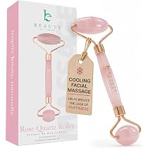Rose Quartz Face Roller - Smoothes Fine Lines & Wrinkles, Skin