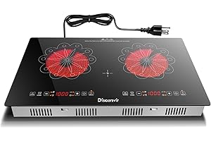 Disaenvir 2 Burner Electric Cooktop - 24 Inch Electric Stovetop Built-in and Countertop, Portable Double Burner Ceramic Cook Top with Child Lock, Timer, Sensor Touch Control, 110V - 120V Plug in