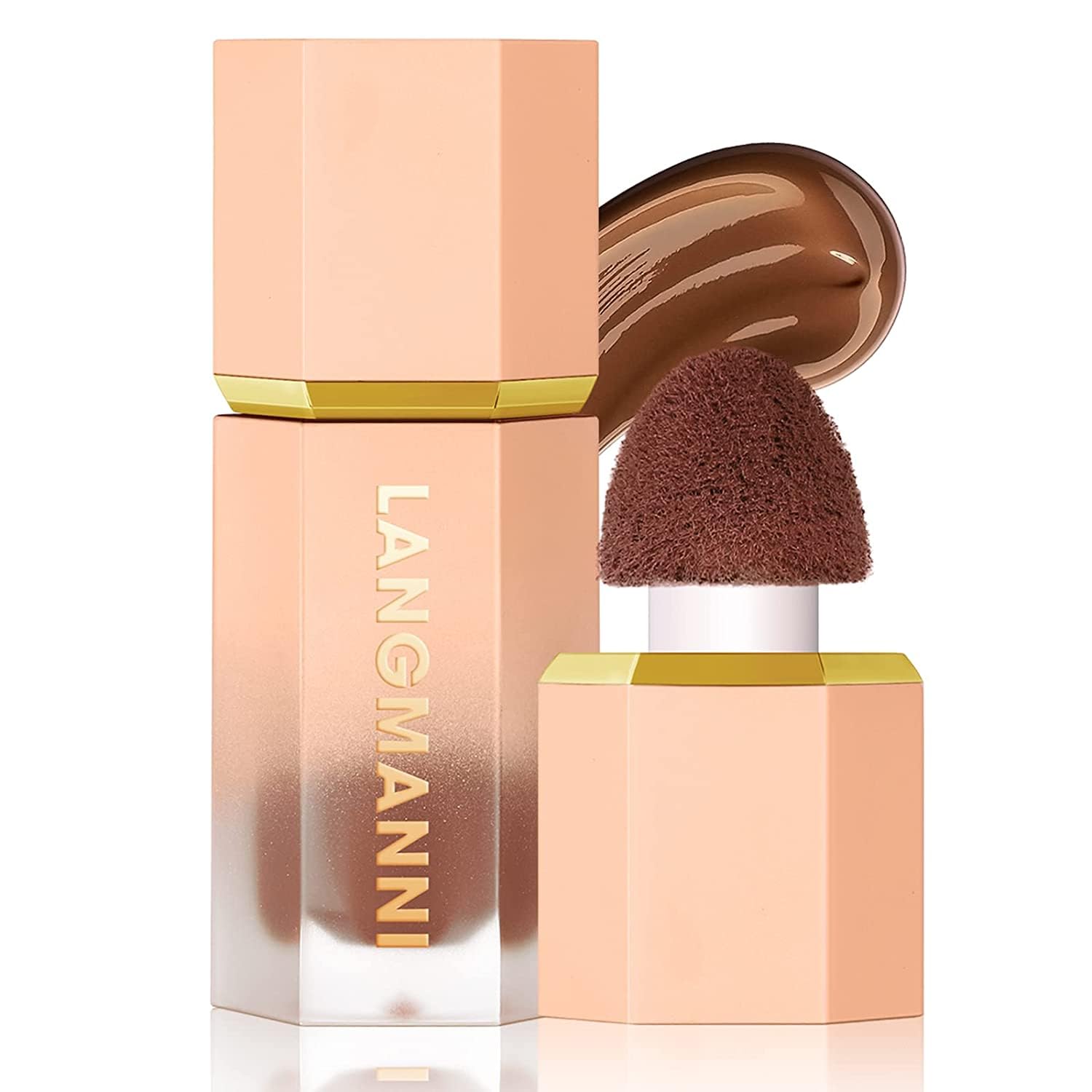 Liquid Contour Stick -Built-in Sponge Tip Sculpted Complexion Wand Cream Face Concealer Contour Waterproof Long Lasting Natural Bronzer Smooth Shimmer Face Highlighter Makeup Stick (#103)