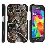 MINITURTLE NTECeaq Full Body Armor Snap On Hard Case Protector Case Cover for Samsung Galaxy Core Prime G360 Bundle with Screen Protector and Stylus Pen - Tree Bark Hunter Camouflage
