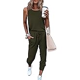 PRETTYGARDEN Women's Two Piece Outfit Sets Casual Summer Sleeveless Matching Lounge Wear Spring Travel Clothes Tracksuit