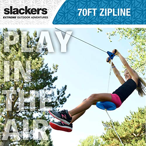 slackers 70 ft Hawk Series Zipline Kids Zip line Kit with Safety