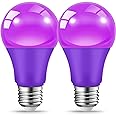 JAHEKS Purple Light Bulbs for Outdoor Porch, 9W(60W Equivalent) E26 Base LED Purple Bulb for Halloween Christmas Wedding,Party,Bar,Holiday Lighting,Home Decor, 2-Pack