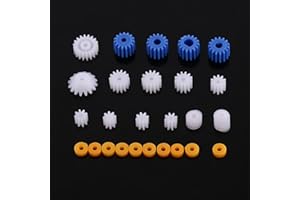 Kelepu 26pcs Plastic Spindle Worm Gear Set Assorted Small Plastic Shaft for Aircraft Car Model Robot Gear Kit White Blue Spindle Gears Accessories 2MM/2.3MM/3MM/3.17MM/4MM