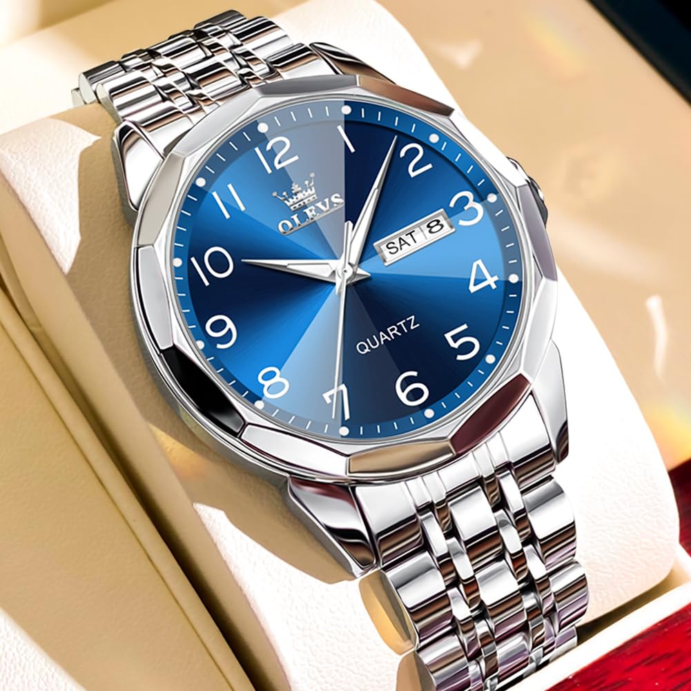 OLEVS Uhren Herren Business Kleid Analog Digital Quarz Edelstahl Wasserdicht Leuchtend Datum Luxus Armbanduhr Herren Geschenk 2