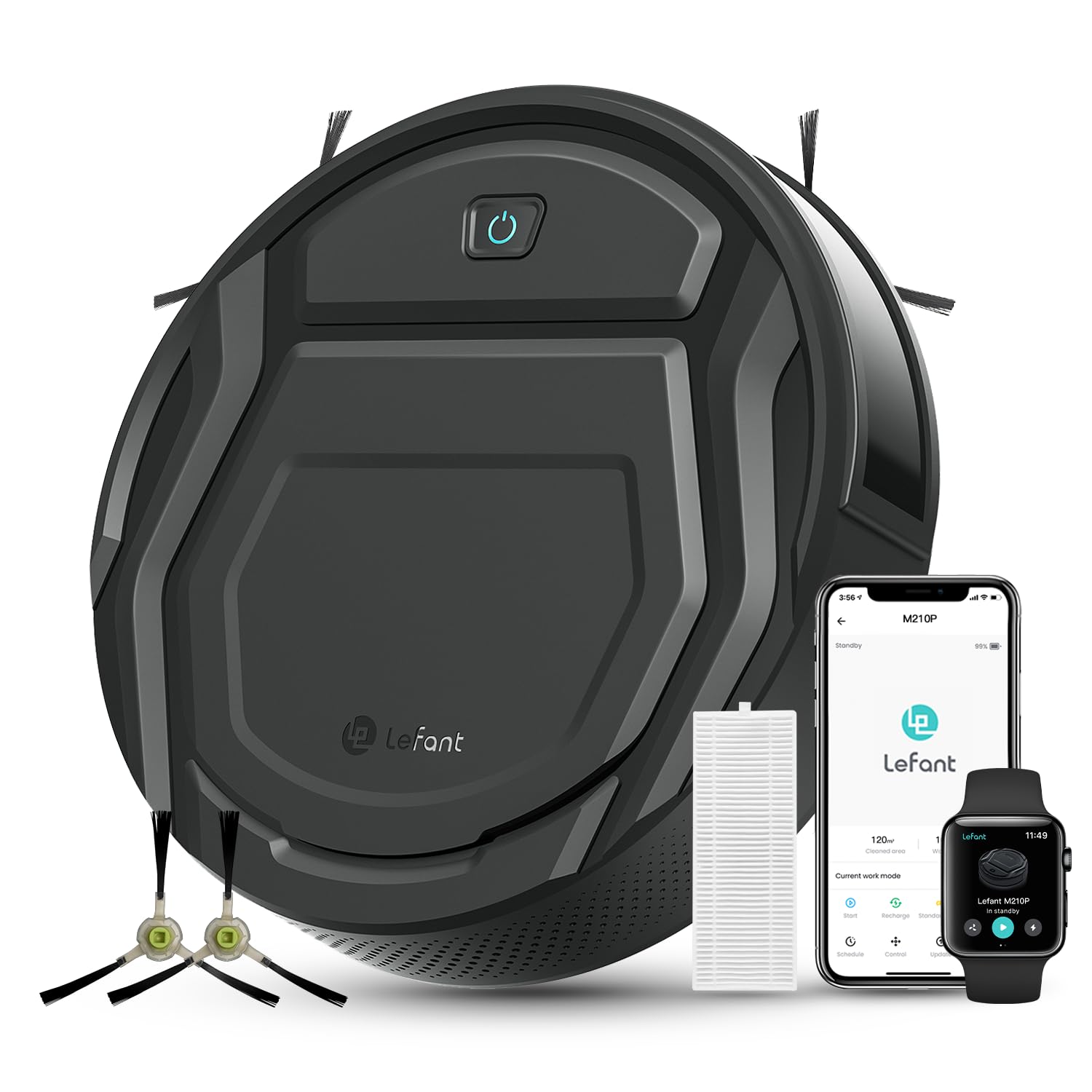 Lefant M210P Robot Vacuum Cleaner, Featured Carpet Cleaner Small Robot 7.8cm Thin 28cm DIA, Robotic Vacuum Alexa Voice Control Self-Charging Ideal for Pet Hair Hard Floor and Carpet