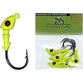 Fish On Tackle Jig Heads for Fishing with Super Sharp Black Nickel Hooks - Double Locking Bait Stays &amp; Multi-Color 3D Eyes - Perfect for Freshwater &amp; Saltwater Fishing